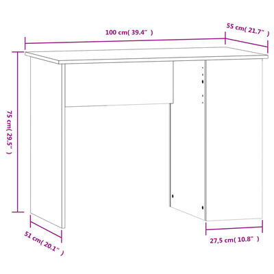 vidaXL Desk Grey Sonoma 100x55x75 cm Engineered Wood