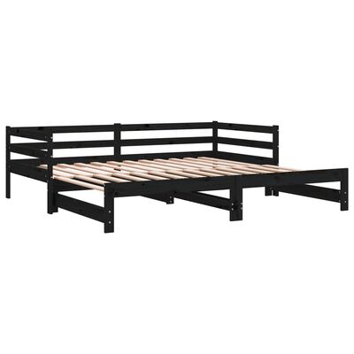 vidaXL Pull-out Day Bed without Mattress Black 2x(90x200) cm