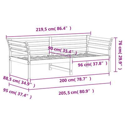 vidaXL Day Bed without Mattress Wax Brown 90x200 cm Solid Wood Pine