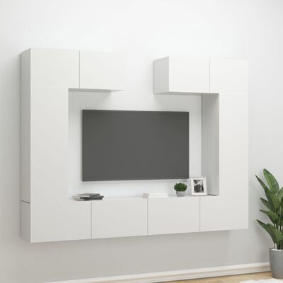 vidaXL 6 Piece TV Cabinet Set High Gloss White Engineered Wood