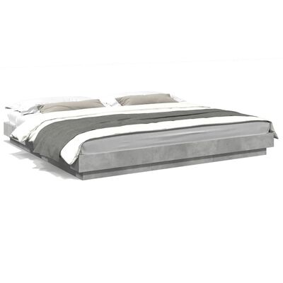 vidaXL Bed Frame with LED Lights without Mattress Concrete Grey 200x200 cm