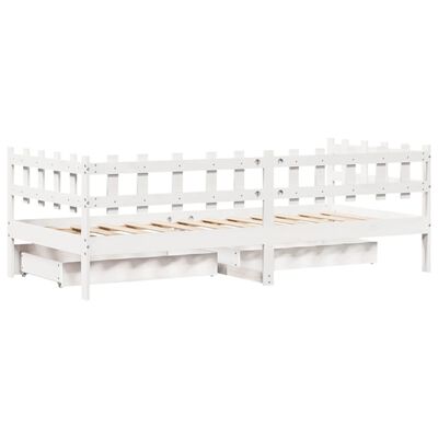 vidaXL Daybed with Drawers without Mattress White 90x190 cm Single Solid Wood