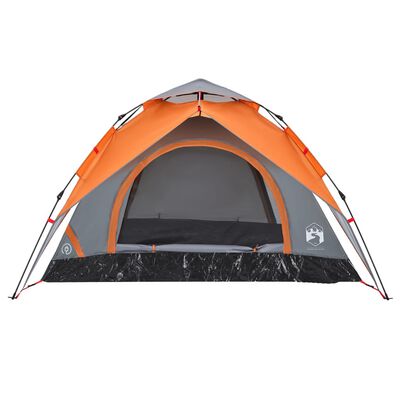 vidaXL Camping Tent Dome 3-Person Grey and Orange Quick Release