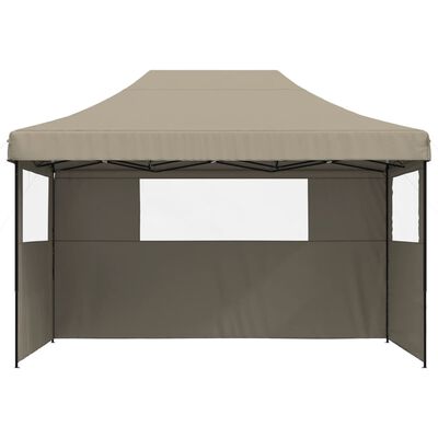 vidaXL Foldable Party Tent Pop-Up with 3 Sidewalls Taupe