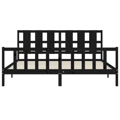 vidaXL Bed Frame without Mattress Black Solid Wood Pine