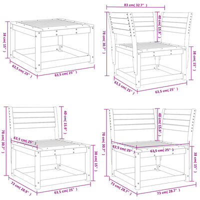 vidaXL 8 Piece Garden Lounge Set Solid Wood Douglas