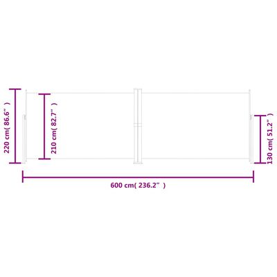 vidaXL Retractable Side Awning Black 220x600 cm