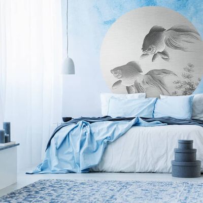 WallArt Wallpaper Circle Two Goldfish 142.5 cm