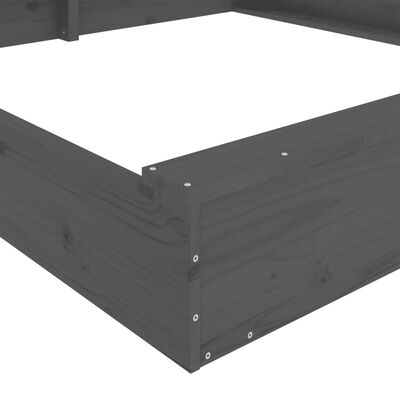 vidaXL Sandbox with Seats Grey Square Solid Wood Pine