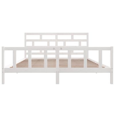 vidaXL Bed Frame without Mattress White Solid Wood 200x200 cm (810103+814215)