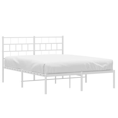 vidaXL Metal Bed Frame without Mattress with Headboard White 120x200 cm