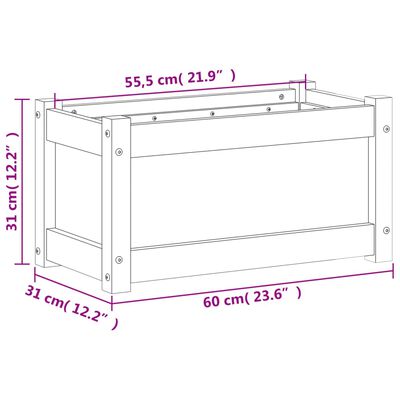 vidaXL Garden Planter 60x31x31 cm Solid Wood Pine