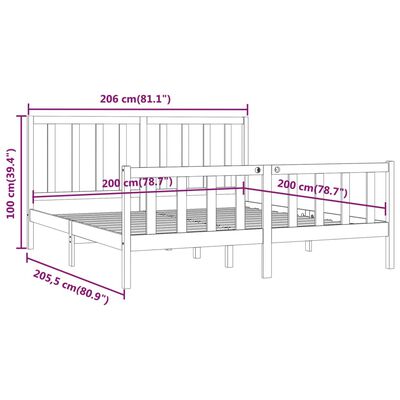 vidaXL Bed Frame without Mattress Honey Brown 200x200 cm Solid Wood