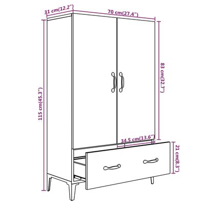 vidaXL Highboard Concrete Grey 70x31x115 cm Engineered Wood