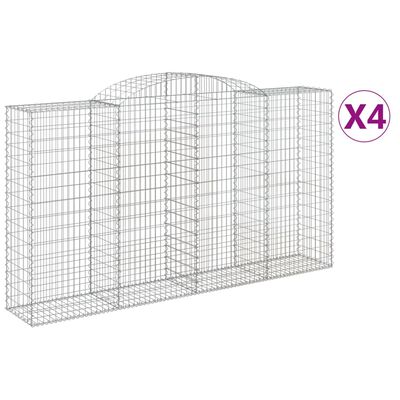 vidaXL Arched Gabion Baskets 4 pcs 300x50x160/180 cm Galvanised Iron