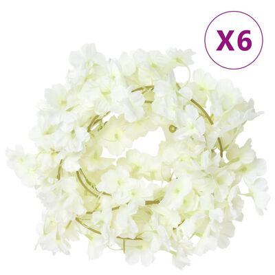 vidaXL Christmas Flower Garlands 6 pcs White 180 cm