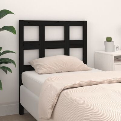 vidaXL Bed Headboard Black 95.5x4x100 cm Solid Wood Pine