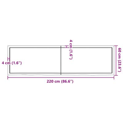 vidaXL Bathroom Countertop Light Brown 220x60x(2-6)cm Treated Solid Wood