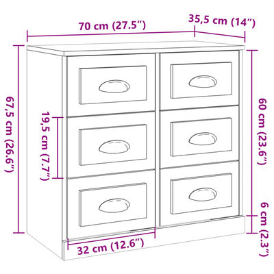 vidaXL Sideboard Sonoma Oak 70x35.5x67.5 cm Engineered Wood