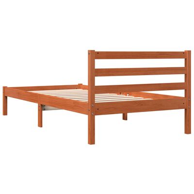 vidaXL Bed Frame without Mattress Wax Brown 75x190 cm Small Single Solid Wood Pine