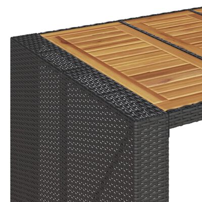 vidaXL Garden Bar Table with Acacia Wood Top Black 105x80x110 cm Poly Rattan