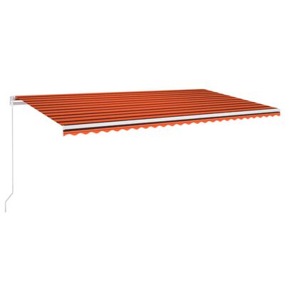 vidaXL Manual Retractable Awning with LED 600x350 cm Orange and Brown