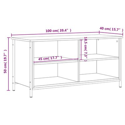 vidaXL TV Cabinet Grey Sonoma 100x40x50 cm Engineered Wood