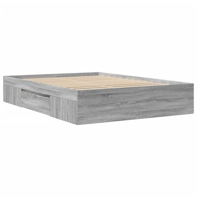 vidaXL Bed Frame without Mattress Grey Sonoma 140x200 cm Engineered Wood