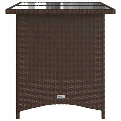 vidaXL Garden Table with Glass Top Brown 110x68x70 cm Poly Rattan