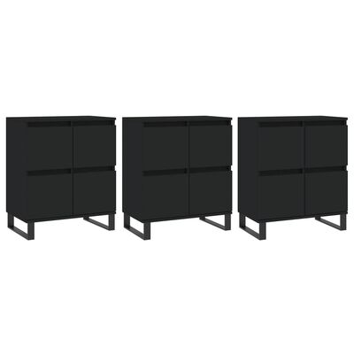 vidaXL Sideboards 3 pcs Black Engineered Wood