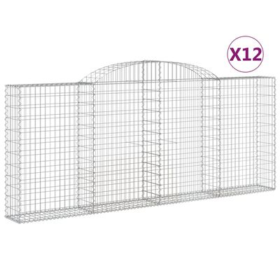 vidaXL Arched Gabion Baskets 12 pcs 300x30x120/140 cm Galvanised Iron