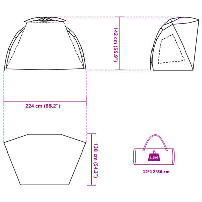 vidaXL Beach Tent 2-Person Grey Quick Release Waterproof