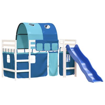 vidaXL Kids' Loft Bed with Tunnel without Mattress Blue 90x200 cm