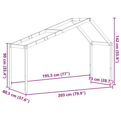 vidaXL Kids' Bed Roof Wax Brown 203x80.5x142 cm Solid Wood Pine