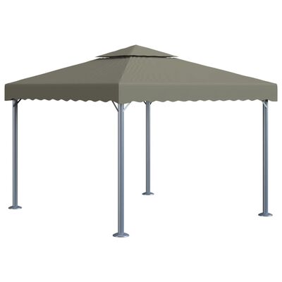 vidaXL Gazebo with LED String Lights 300x300 cm Taupe Aluminium