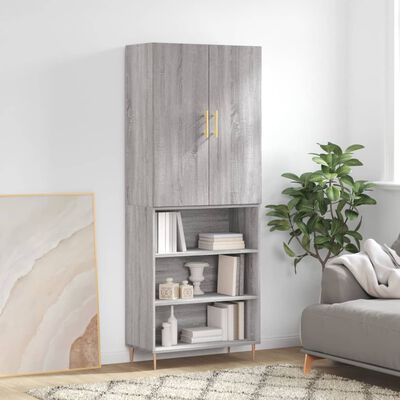 vidaXL Highboard Grey Sonoma 69.5x34x180 cm Engineered Wood