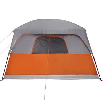 vidaXL Family Tent Cabin 10-Person Grey and Orange Waterproof