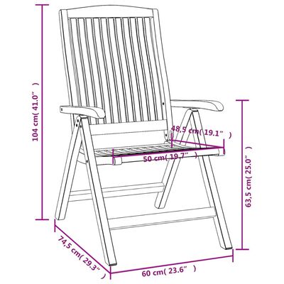 vidaXL Reclining Garden Chairs 6 pcs Solid Wood Teak