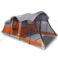 vidaXL Family Tent Tunnel 8-Person Grey and Orange Waterproof