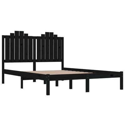 vidaXL Bed Frame without Mattress Black Solid Wood 120x200 cm (810016+818464)