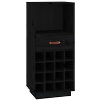 vidaXL Wine Cabinet Black 45x34x100 cm Solid Wood Pine