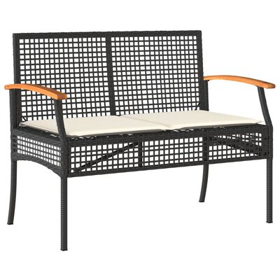 vidaXL 3 Piece Garden Dining Set with Cushions Black Poly Rattan