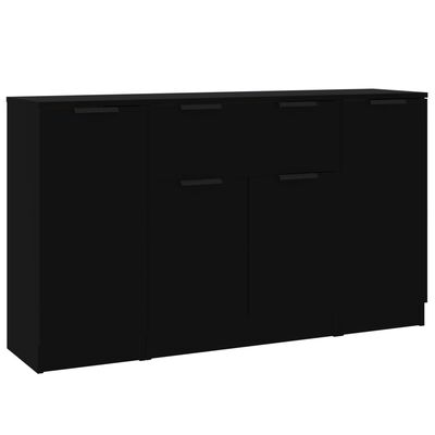 vidaXL Sideboards 3 pcs Black Engineered Wood