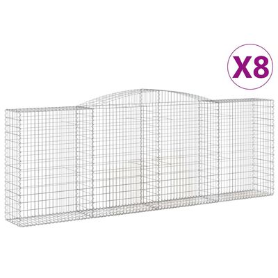 vidaXL Arched Gabion Baskets 8 pcs 400x50x140/160 cm Galvanised Iron