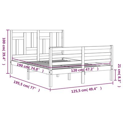 vidaXL Bed Frame without Mattress Honey Brown Small Double Solid Wood