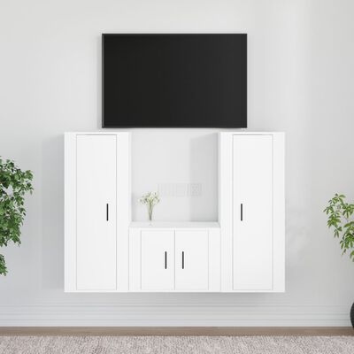 vidaXL 3 Piece TV Cabinet Set White Engineered Wood