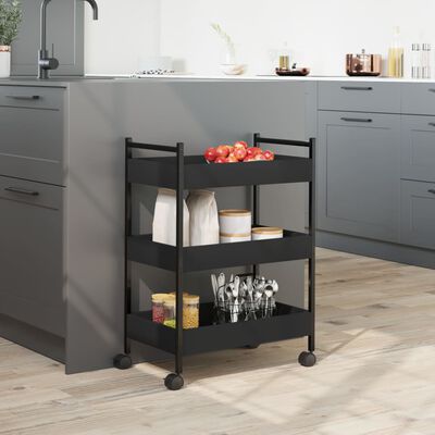 vidaXL Kitchen Trolley Black 50x30x70 cm Engineered Wood