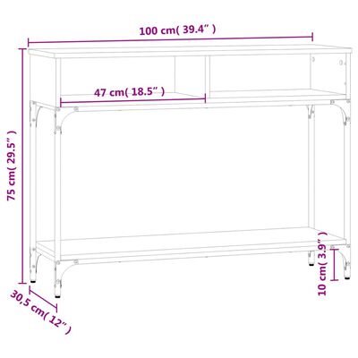 vidaXL Console Table Black 100x30.5x75 cm Engineered Wood