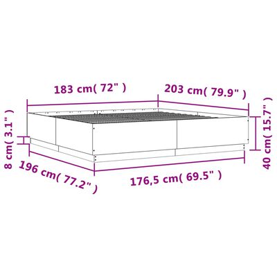 vidaXL Bed Frame without Mattress Brown Oak 180x200 cm Super King