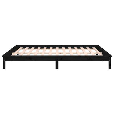 vidaXL LED Bed Frame without Mattress Black 135x190 cm Double Solid Wood